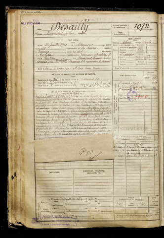 Desailly, Raymond Julien, né le 10 juillet 1900 à Amiens (Somme), classe 1920, matricule n° 1072, Bureau de recrutement d'Amiens