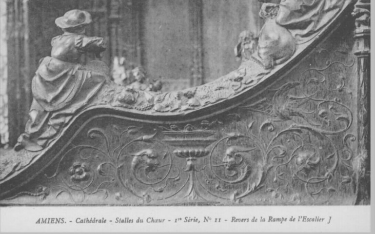 Cathédrale - Stalles du Choeur - 1re série, n° 11 - Revers de la rampe de l'escalier J