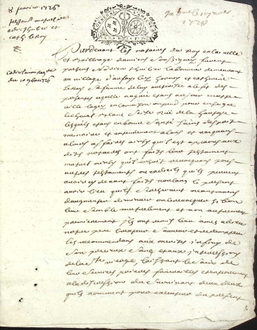 Etude de Me Charles Machart à Amiens (étude n°16). Minutes de l'année 1726