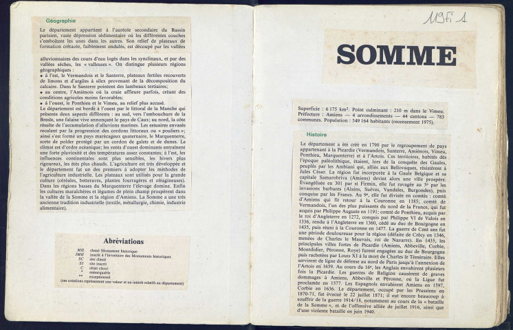 Indexation des dessins par commune pour le département de la Somme. - Répertoire 1 : Abbeville à Epehy