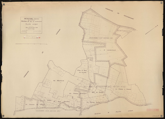 Plan du cadastre rénové - Beauval : section G