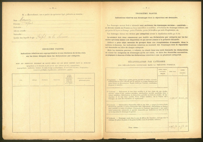 Péronne. Demande d'indemnisation des dommages de guerre : dossier Département de la Somme, service départemental d'hygiène : poste de désinfection de Péronne