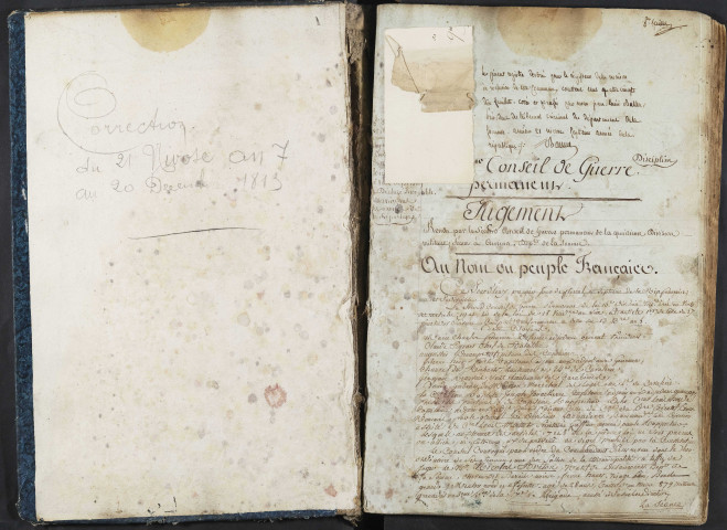 Maison d'arrêt d'Amiens. Condamnés par le tribunal criminel et par la cour d'assise. Registre d'écrou : numéros 1 à 411. 17 floréal an VII (06 mai 1799) - 20 décembre 1813