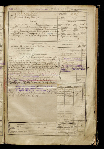 Damhet, Constant Gaston François, né le 19 août 1895 à Eppeville (Somme), classe 1915, matricule n° 495, Bureau de recrutement d'Amiens