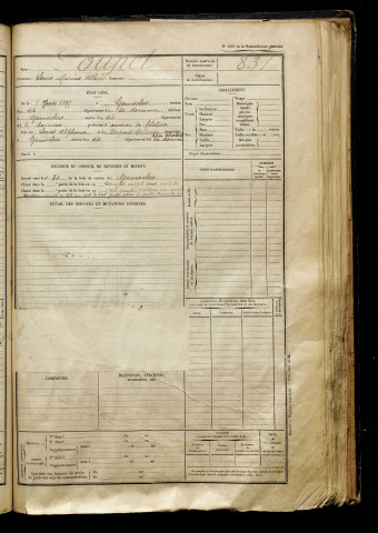 Coupet, Louis Marius Albert, né le 08 juin 1899 à Gamaches (Somme), classe 1919, matricule n° 831, Bureau de recrutement d'Abbeville