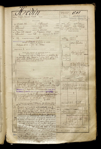 Hédin, Virgile Léonard Pascal, né le 24 avril 1883 à Béthencourt-sur-Mer (Somme), classe 1903, matricule n° 601, Bureau de recrutement d'Abbeville