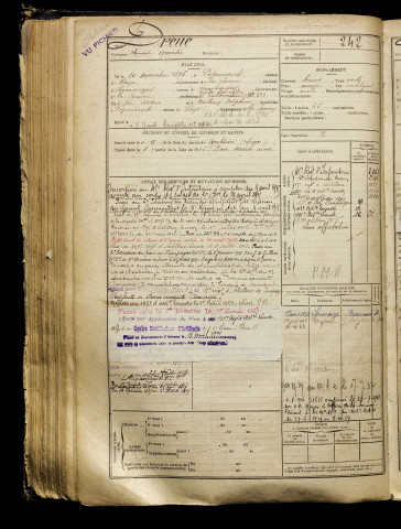 Dreue, Clément Quentin, né le 10 novembre 1896 à Dancourt-Popincourt (Somme), classe 1916, matricule n° 242, Bureau de recrutement de Péronne