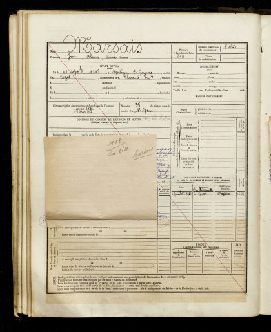Marsais, Jean Alexis Aimé, né le 28 septembre 1898 à Mortagne-sur-Gironde (Charente-Maritime), classe 1918, matricule n° 1462, Bureau de recrutement d'Amiens