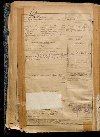 Lefèvre, Joseph Octave Louis, né le 04 mai 1875 à Saint-Léger-lès-Authie (Somme), classe 1895, matricule n° 70, Bureau de recrutement d'Abbeville