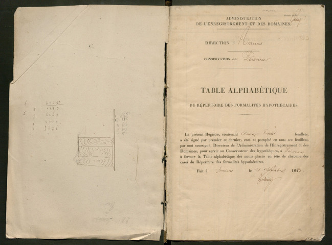 Table du répertoire des formalités, de Samuel à Ternisien, registre n° 22 (Péronne)