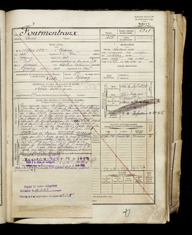 Fourmentraux, Louis, né le 21 mars 1896 à Cysoing (Nord), classe 1916, matricule n° 6908, Bureau de recrutement d'Amiens
