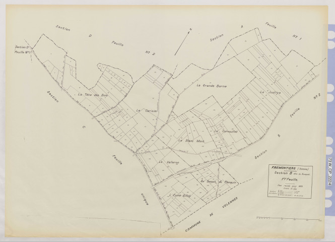 Plan du cadastre rénové - Frémontiers : section B1