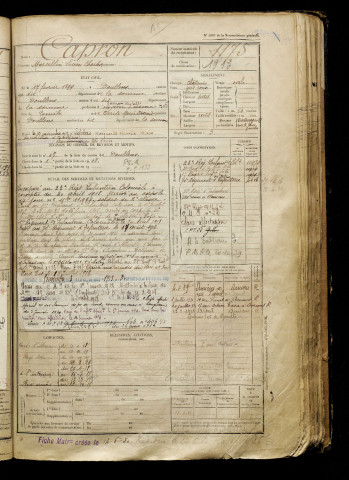 Capron, Marcellin Lucien Charles, né le 17 février 1899 à Doullens (Somme), classe 1919, matricule n° 1175, Bureau de recrutement d'Abbeville