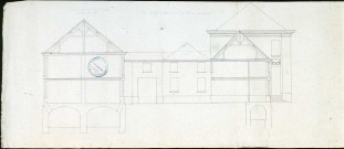 Construction de l'hôtel de l'Intendance. Plan en élévation et coupe des dépendances, attribué à l'architecte Montigny