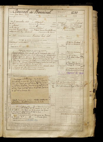 Dournel de Bonnival, Jean Marie Fursy, né le 03 novembre 1881 à Amiens (Somme), classe 1901, matricule n° 1233, Bureau de recrutement d'Amiens
