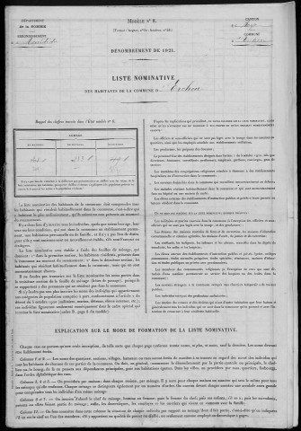 Recensement de la population : Ercheu