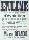 Affiche électorale du parti républicain invitant au vote en faveur du candidat Maurice Delabie aux élections législatives
