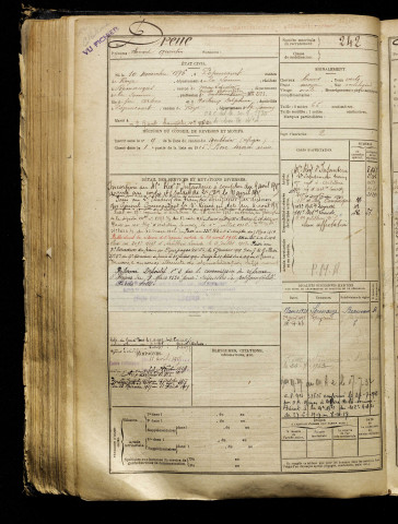 Dreue, Clément Quentin, né le 10 novembre 1896 à Dancourt-Popincourt (Somme), classe 1916, matricule n° 242, Bureau de recrutement de Péronne
