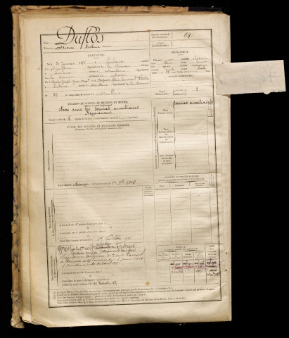 Duflos, Désiré Arthur, né le 31 janvier 1876 à Lucheux (Somme), classe 1896, matricule n° 94, Bureau de recrutement d'Abbeville