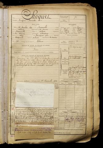 Choquet, Eugène Honeste, né le 26 décembre 1877 à Harponville (Somme), classe 1897, matricule n° 71, Bureau de recrutement d'Abbeville