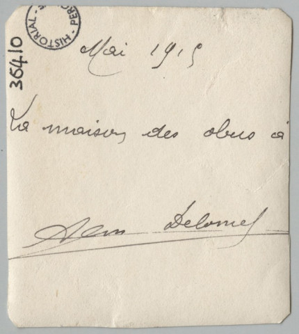 MAI 1915. LA MAISON DES OBUS A. AMAURY DELOMEL