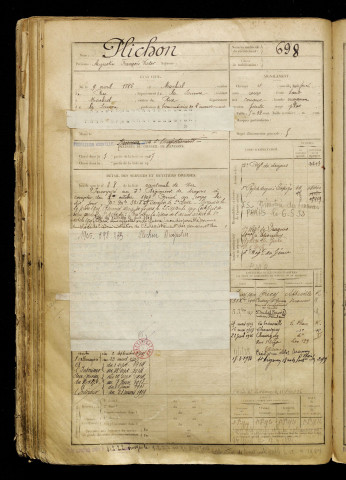 Plichon, Augustin François Victor, né le 09 avril 1886 à Machiel (Somme), classe 1906, matricule n° 698, Bureau de recrutement d'Abbeville