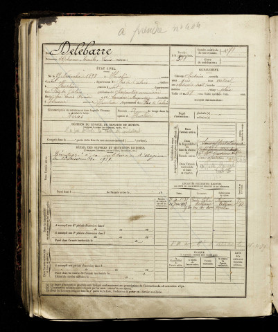 Delebarre, Alphonse Emile Louis, né le 25 novembre 1898 à Heuchin (Pas-de-Calais), classe 1918, matricule n° 1279, Bureau de recrutement d'Amiens