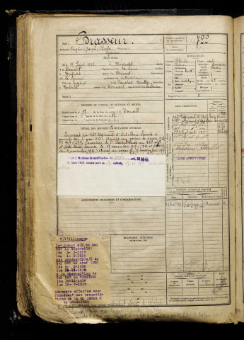 Brasseur, Eugène Joseph Charles Cyprien, né le 11 juin 1898 à Fieffes-Montrelet (Somme), classe 1918, matricule n° 722, Bureau de recrutement d'Abbeville