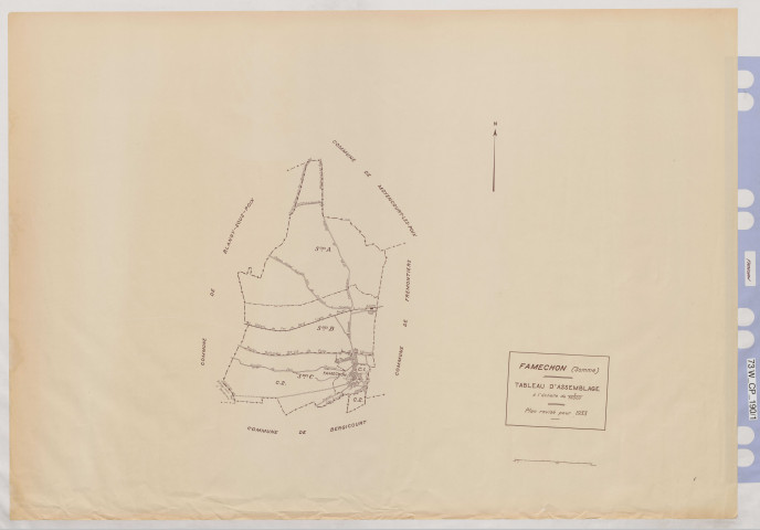 Plan du cadastre rénové - Famechon : tableau d'assemblage (TA)