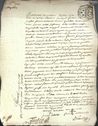 Etude de Me Antoine Picard à Amiens (étude n°26). Minutes de l'année 1750