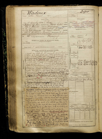 Wadoux, Gaston François, né le 17 décembre 1882 à Cucq (Pas-de-Calais), classe 1902, matricule n° 290, Bureau de recrutement d'Amiens