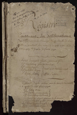 Vauchelles-lès-Authie. Délibérations du conseil municipal (24 août 1788-25 avril 1790)