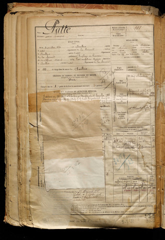 Patte, Oscar François, né le 05 octobre 1872 à Doullens (Somme), classe 1892, matricule n° 101, Bureau de recrutement d'Abbeville