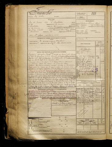 Fouache, Léon Arthur, né le 22 janvier 1899 à Montdidier (Somme), classe 1919, matricule n° 222, Bureau de recrutement de Péronne