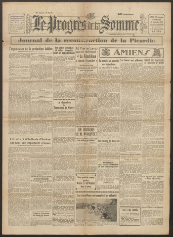 Le Progrès de la Somme, numéro 22173, 14 - 15 septembre 1940