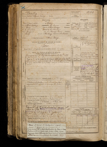 Berly, Joseph Diogène Furcy, né le 08 juin 1872 à Coisy (Somme), classe 1892, matricule n° 998, Bureau de recrutement d'Amiens