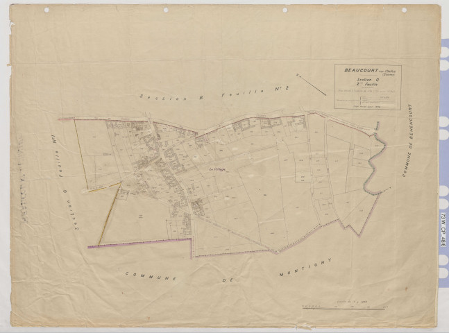 Plan du cadastre rénové - Beaucourt-sur-l'Hallue : section C2