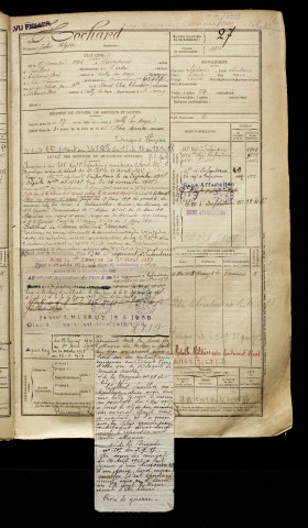Hochard, Jules Ulysse, né le 17 décembre 1896 à Laversines (Oise), classe 1916, matricule n° 27, Bureau de recrutement de Péronne