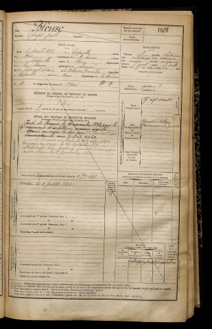 Bleuze, Georges Joseph, né le 06 avril 1872 à Eppeville (Somme), classe 1892, matricule n° 1105, Bureau de recrutement de Péronne
