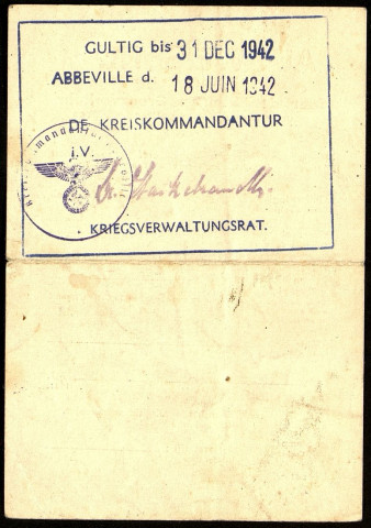 Ausweis n° 566 fuer den kleinen grenzwerkehr (laissez-passer n° 566 pour la traversée des petites frontières) délivré à Nelly Braut