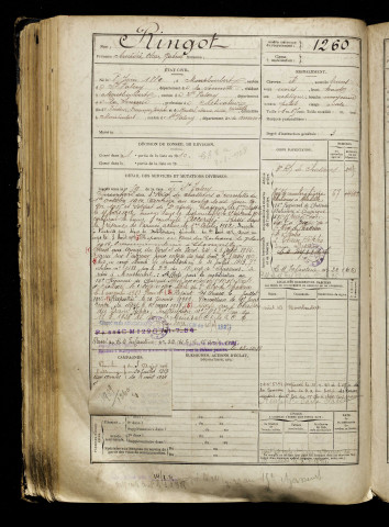 Ringot, Amédée Oscar Gabriel, né le 08 juin 1889 à Mons-Boubert (Somme), classe 1909, matricule n° 1260, Bureau de recrutement d'Abbeville