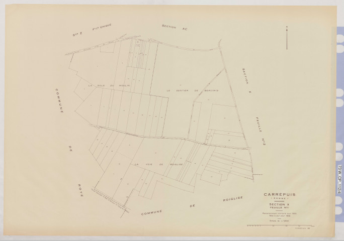 Plan du cadastre rénové - Carrepuy : section X1