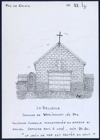 La Bellevue (commune de Warlincourt-lès-Pas, Pas-de-Calais) : ancienne chapelle transformée en garage - (Reproduction interdite sans autorisation - © Claude Piette)