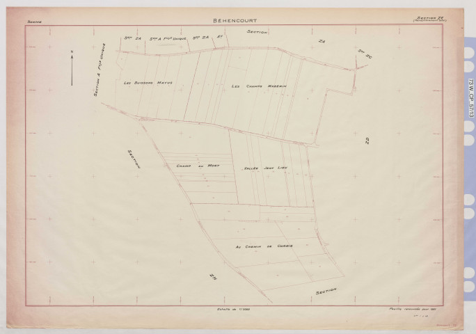 Plan du cadastre rénové - Béhencourt : section ZE