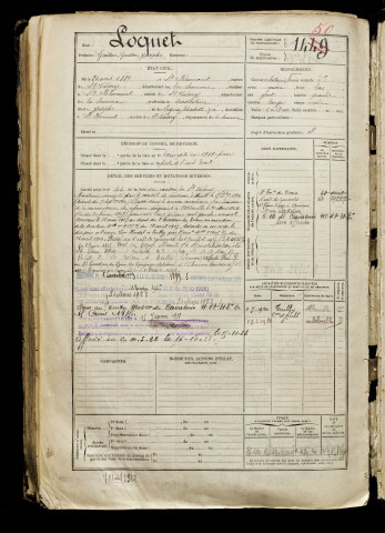 Loquet, Gaëtan Gaston Joseph, né le 24 avril 1889 à Saint-Blimont (Somme), classe 1909, matricule n° 1450, Bureau de recrutement d'Abbeville