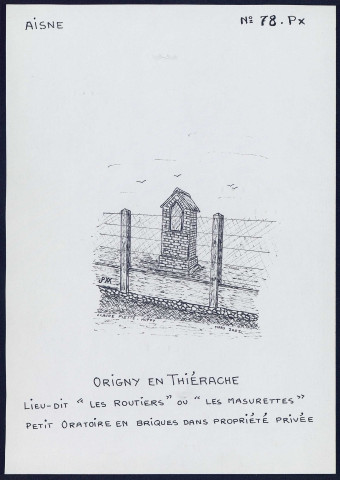 Origny-en-Thiérache (Aisne) : oratoire en briques dans une propriété privée - (Reproduction interdite sans autorisation - © Claude Piette)