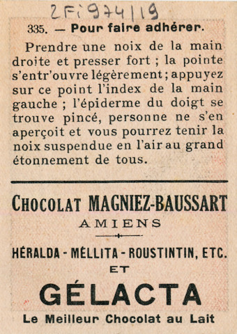 Chocolat Magniez-Baussart, Amiens. Image 335 : pour faire adhérer