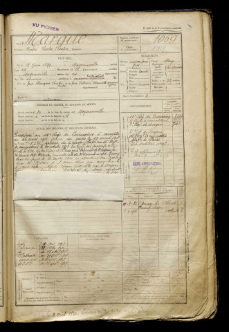 Marque, André Charles Prosper, né le 25 juin 1899 à Moyenneville (Somme), classe 1919, matricule n° 1069, Bureau de recrutement d'Abbeville