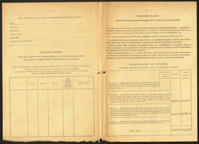 Corbie. Demande d'indemnisation des dommages de guerre : Masse-Dubois