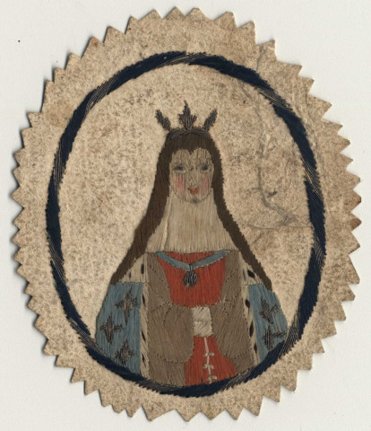 Une Sainte couronnée, broderie (peinture à l'aiguille)